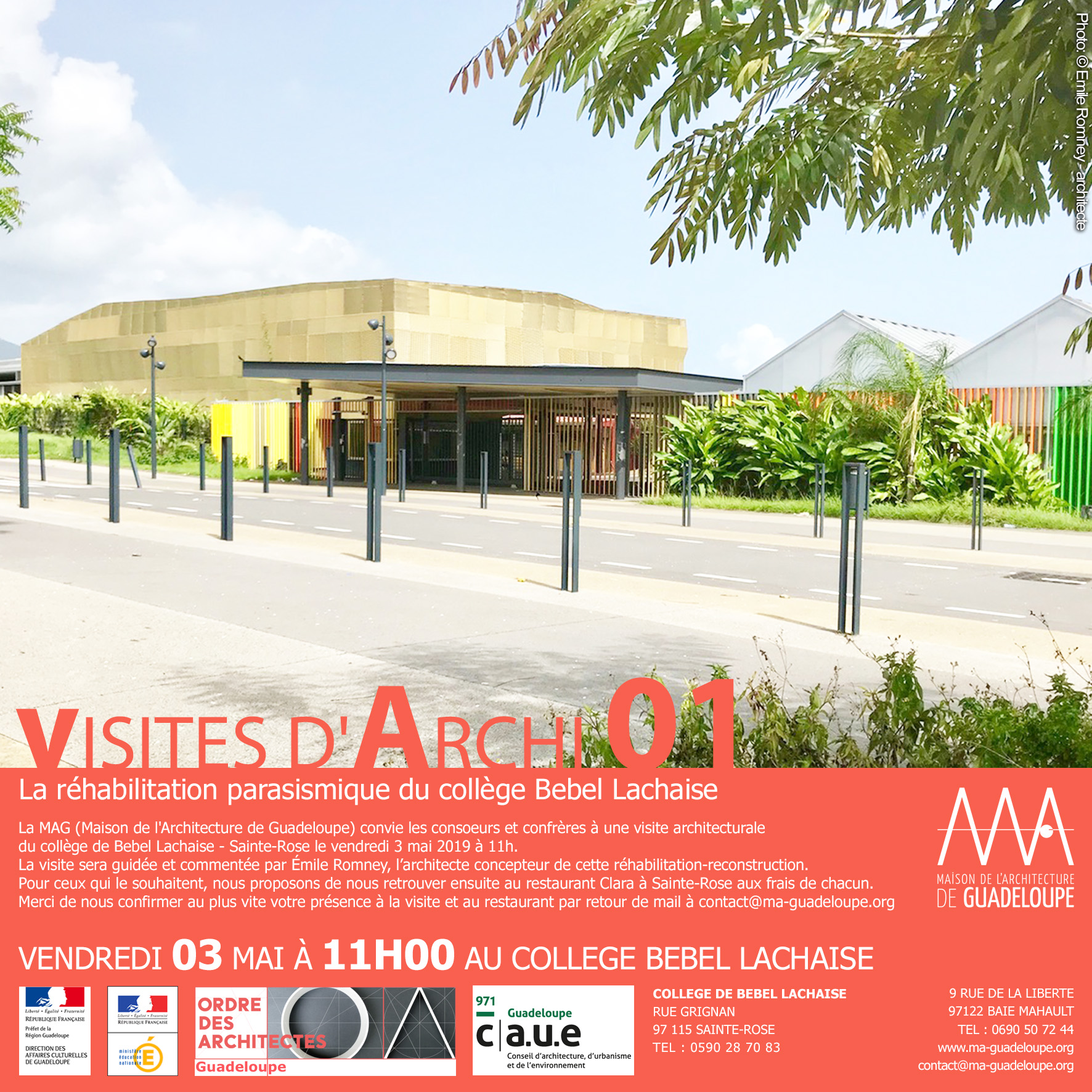 You are currently viewing Retour en image sur la 1ère visite architecturale – Collège de Bébel Lachaise à Ste Rose