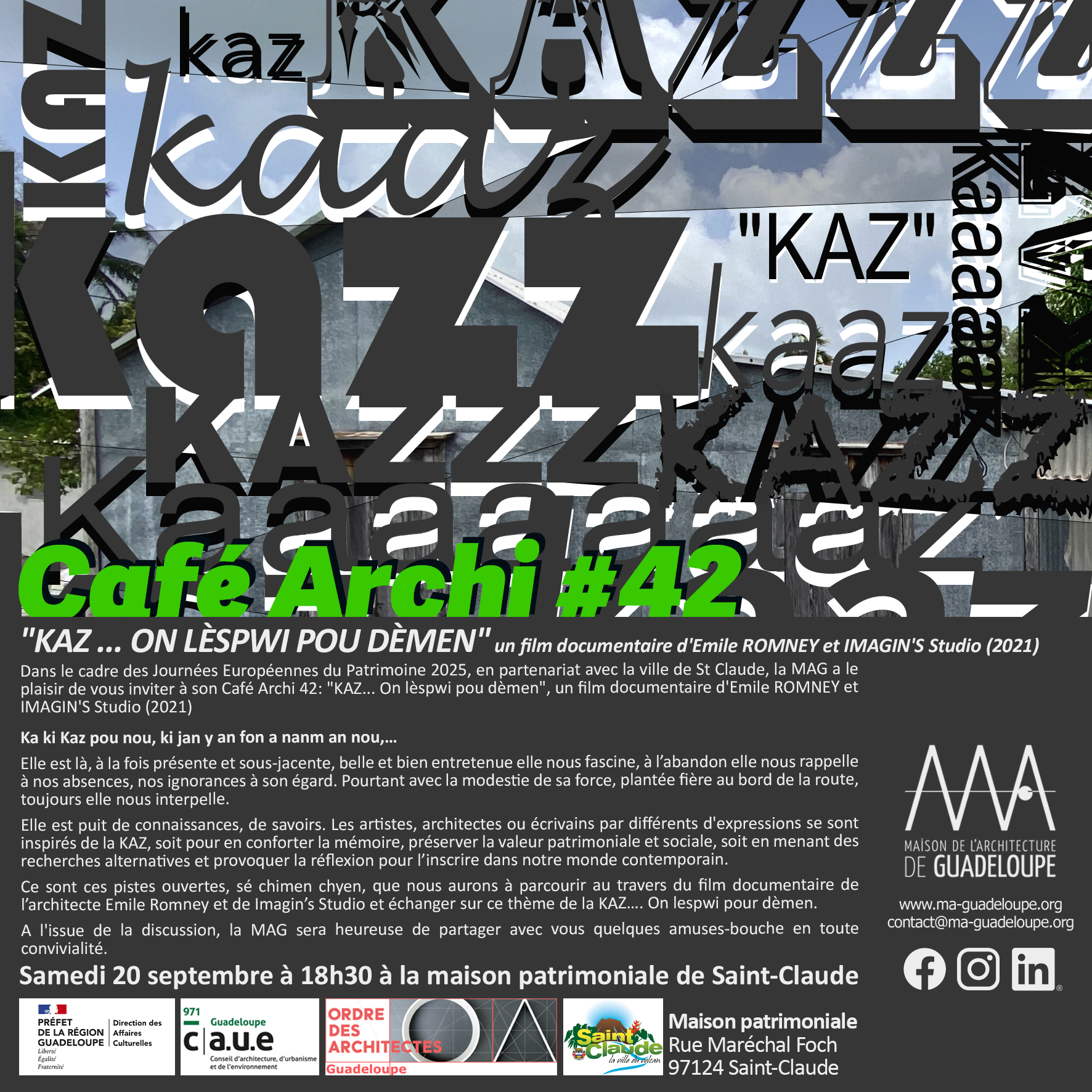 You are currently viewing Café Archi #42 : « KAZ… On lèspwi pou dèmen », le samedi 20 septembre à Saint Claude