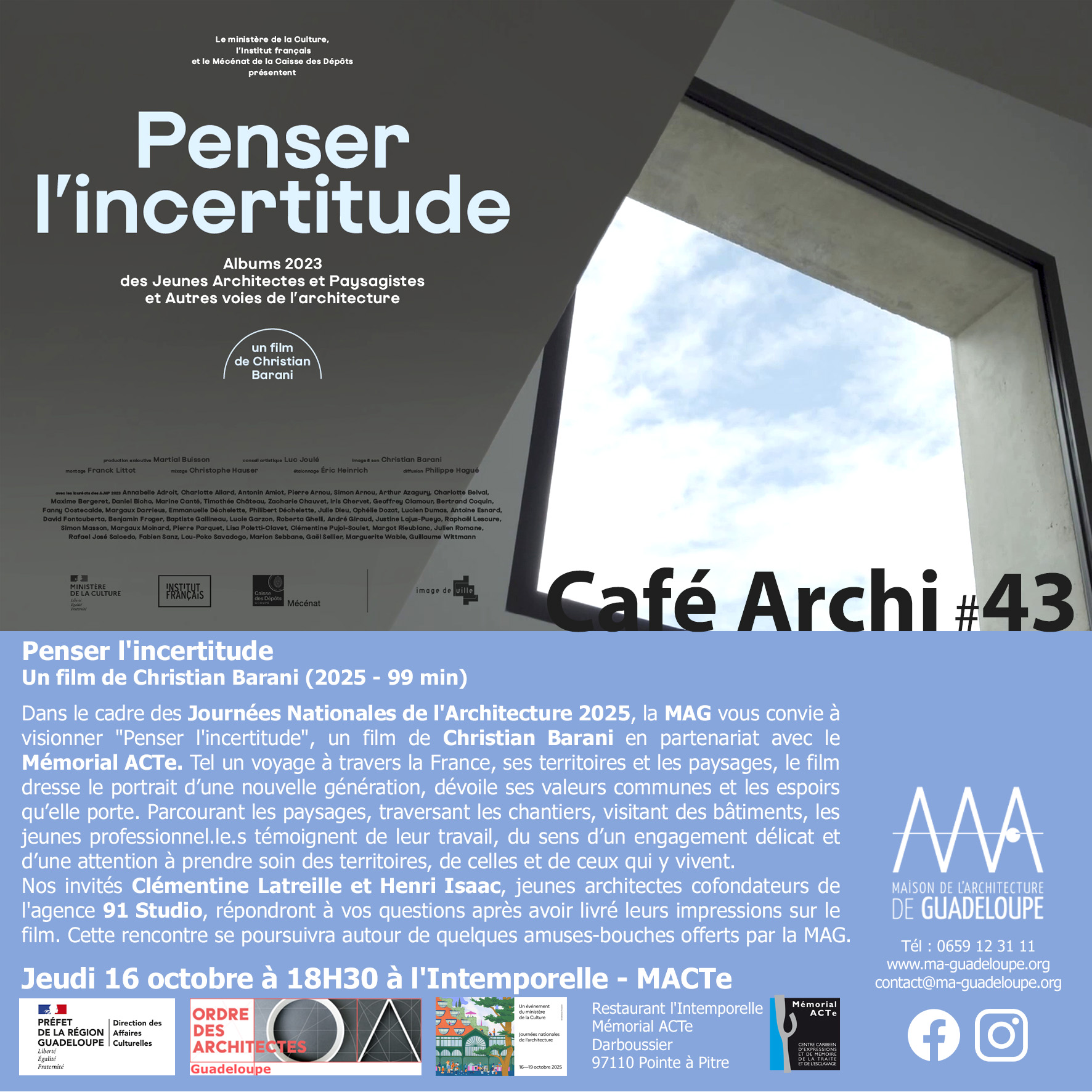 You are currently viewing Café Archi #43 : Penser l’incertitude, le jeudi 16 octobre à 18h30 au MACTe (restaurant l’Intemporelle)