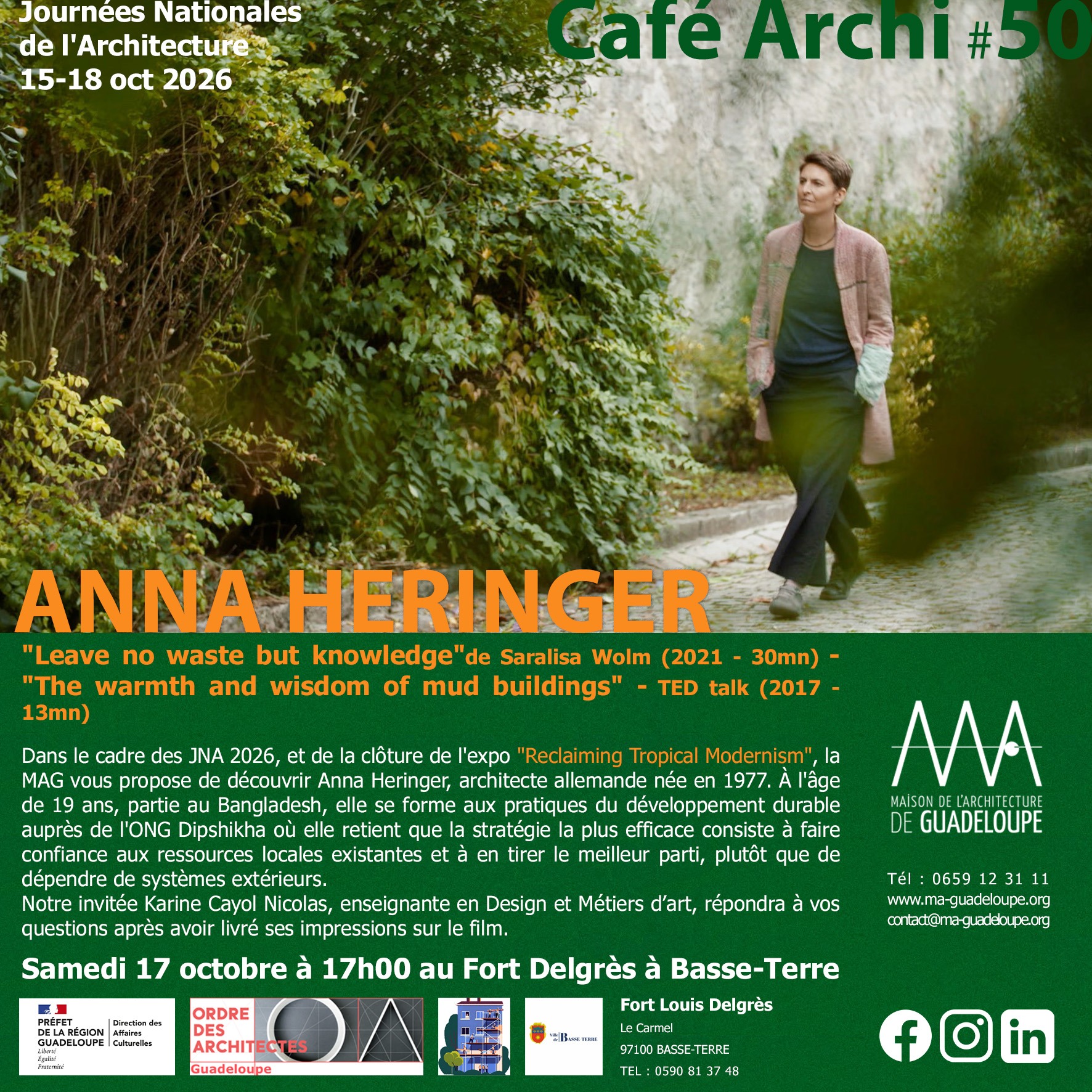Vous consultez actuellement Café Archi #50 : Anna Heringer – samedi 17 octobre au Fort Delgrès